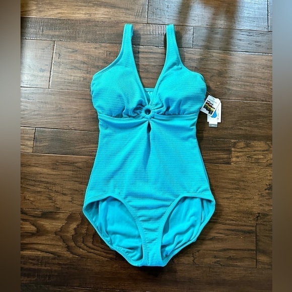 TIME & TRU, NWT, WOMENS, 1 PIECE SWIMSUIT. TURQUOISE COLOR. SIZE 1X(16W-18W) - Picture 2 of 10